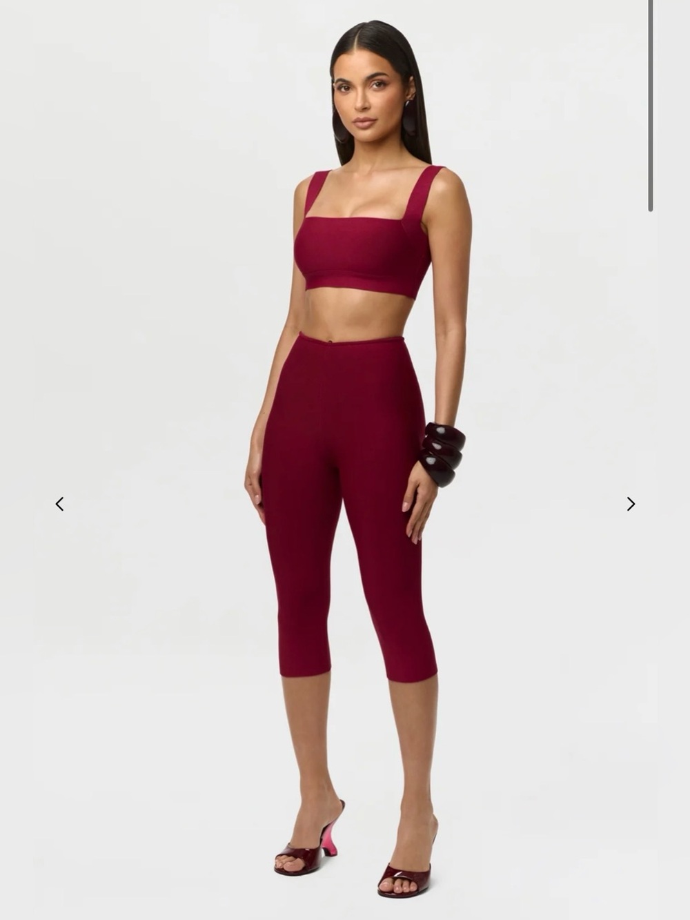 Naked Wardrobe Knit Sculpt Capri Leggings Sangria